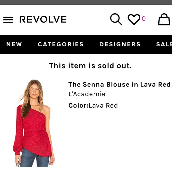 L’ACADEMIE REVOLVE RED PRINTED ONE SLEEVE BLOUSE XS - Picture 5 of 5